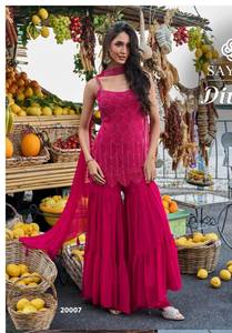 Bright Pink Embroidered Ethnic <b>Shawl</b> Choli Set Netted Dupatta Beaded Dancewear Outfit for Festival <b>Wedding</b> Party Summer - Product Image 1