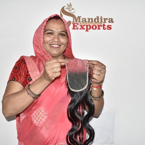 Extensiones de Cabello Natural Sin Procesar, Cabello Remy del Templo de Tamil Nadu, Cutícula Alineada, Ondulado Natural Negro, 44 Cierre, 100g - Product Image 6