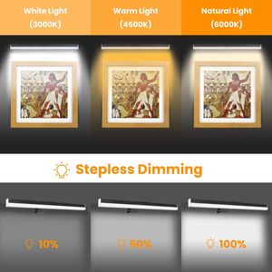 Luce da Galleria Wireless Dimmerabile Ricaricabile, 3 Colori di Luce, 3 Impostazioni Timer, Luce Magnetica per Esposizione Artistica e Illuminazione Vetrina - Product Image 2