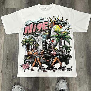 Camiseta de talla grande personalizada con hombros caídos para hombre, ropa de calle urbana de gran tamaño, servicio OEM transpirable para el verano - Product Image 5