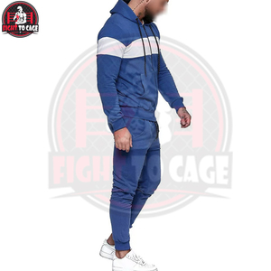 Conjunto Deportivo Informal con Capucha Azul y Blanco para Hombre, Ligero y Ecológico, de 2 Piezas, Servicio OEM, Poliéster/Algodón/Felpa - Product Image 4