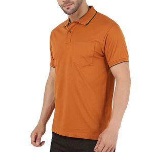 Hot Sale Men's <b>Orange</b> Short Sleeve <b>Polo</b> Shirt Solid Color Pocket Casual Knitted Pique Cotton Breathable Regular Fit - Product Image 4