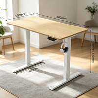 Bureau informatique en bois réglable en hauteur électriquement, avec cadre de levage à moteur unique, pour position assise-debout, design minimaliste et moderne