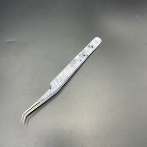 Pince à épiler professionnelle en acier inoxydable de haute qualité à double ton, à pointe diamantée, pour extensions de cils, durable et pointue - Product Image 2