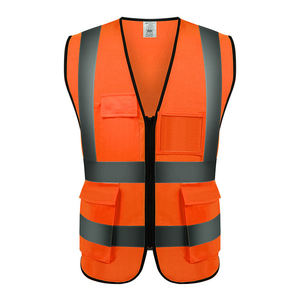 Gilet de sécurité haute visibilité fluorescent réfléchissant rouge avec poches et fermeture éclair, unisexe, vêtements de travail, construction, imperméable, service OEM - Product Image 6
