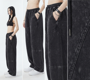 Pantalones de chándal de cintura alta para mujer, lavado ácido, corte holgado, largo completo, con cordón en la cintura, pantalón informal de invierno para mujer - Product Image 4