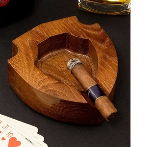 Handmade Wooden <b>Ashtray</b> with Cigar Holder Modern Design Solid Wood Desktop Accessory for Home Use - Product Image 1