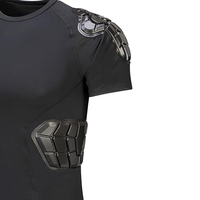 Maillot de compression athlétique pour homme à manches courtes, rembourré, léger, avec protection côtelée, couche de base rembourrée