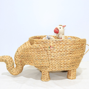 Cesta de Almacenamiento de Mimbre Hecha a Mano con Forma de Elefante para Organizar Juguetes Infantiles, Cesta Decorativa Ecológica - Product Image 1