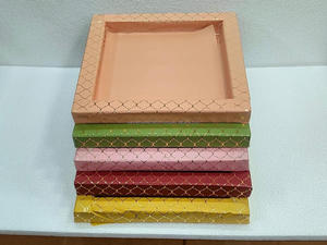 Venta caliente de almacenamiento de tablero MDF que sirve bandeja de servicio decorativa pintada a mano de madera hecha a mano - Product Image 2