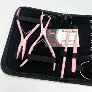 Kit d'outils pour extensions de cheveux micro-perles rose pâle, applicateur de micro-perles en acier inoxydable personnalisé et pinces de retrait avec crochet à boucle - Product Image 3