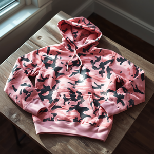 Sudadera con Capucha Rosa Camuflaje, Mezcla de Algodón, Estilo Urbano, Casual, Oversize, OEM - Product Image 3