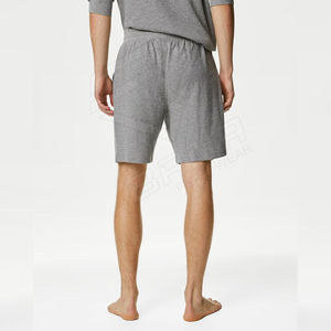 Shorts Bermuda en coton gris pour homme avec cordon de serrage à la taille et poches, style décontracté, tissu tricoté, couleur unie, design respirant - Product Image 6
