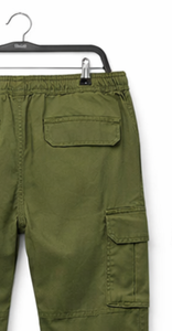 Pantalon cargo extensible pour homme, taille élastique, multi-poches, style utilitaire, coupe slim décontractée - Product Image 5