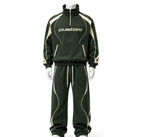 Custom Letter Print Tracksuit Unisex Full <b>Zip</b> Sporty <b>Jogger</b> Set Autumn Breathable Polyester Regular Fit Side <b>Pockets</b> - Product Image 2