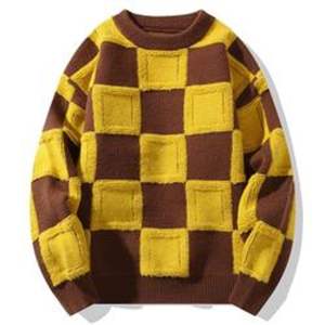 Cardigan long en tricot surdimensionné unisexe personnalisé, motif quadrillé, pull à manches longues doux pour hommes et femmes - Product Image 1