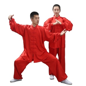 Ensemble de vêtements Tai Chi de qualité supérieure à bas prix, uniformes artistiques de mariage rouges de Kung Fu avec logos et étiquettes privés sur le prix de gros - Product Image 1