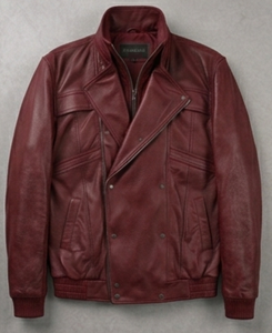 Chaqueta de hombre estilo baggy de cuero de cordero rojo premium con cierre de cremallera, estilo oversize para streetwear. - Product Image 1