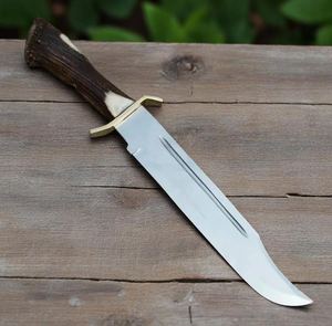 Cuchillo de Camping Hecho a Mano con Acero D2 y Mango de Cuerno de Ciervo, Borde Parcialmente Dentado, Ligero y Duradero para Uso en Exteriores - Product Image 2