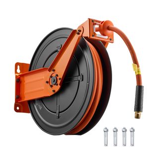 Avvolgitubo Automatico per Compressore d'Aria 1/2 Pollice x 50 Piedi, Tubo in Gomma 300 PSI Max, Cavo di Alimentazione da 5 Piedi, Cricchetti Retrattili per Tubo dell'Aria - Product Image 1