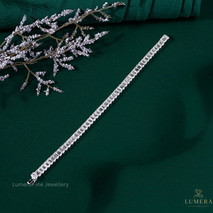 Pulsera de tenis de oro blanco de 9K, 10K, 14K, 18K con diamantes cultivados en laboratorio de corte esmeralda, certificada por IGI, joyería de boda para mujer, chapada en oro. - Product Image 2