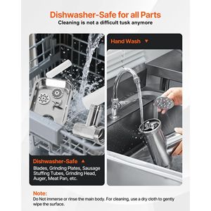 Picadora de Carne Eléctrica Comercial de Acero Inoxidable, Capacidad de 7 Libras por Minuto, con Cuchilla y Plato de Molienda para Hacer Salchichas y Picar Carne - Product Image 6