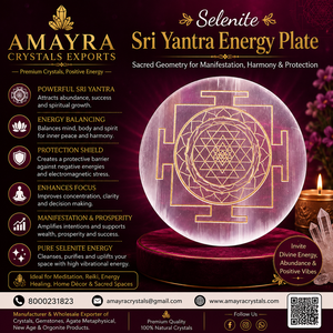 Vente en gros de plaques de sélénite gravées Sri Yantra de 5-7 mm, gravier de cristal naturel en vrac pour la vente de Noël chez Amayra Crystals Exports - Product Image 1