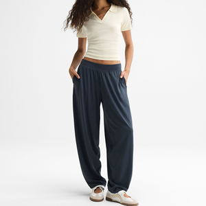 Custom Women's Soft Knit Wide Leg Sweatpants High Waisted Relaxed Fit Joggers Premium Quality Soft & Breathable Fabric Trousers - Product Image 1
