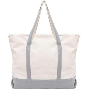 Femmes personnalisé imprimé grand coton toile sac fourre-tout manipulé Style fermeture éclair plage sac à main touristes sacs en toile - Product Image 1