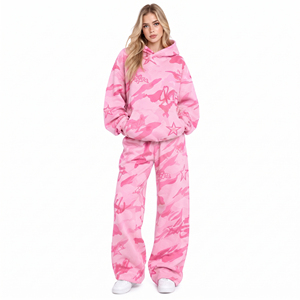 Conjunto de Sudadera Oversize y Pantalones Holgados de Forro Polar, Ropa Casual de Invierno, Sudadera con Capucha Estampada, Conjunto Deportivo de Forro Polar de Algodón Grueso - Product Image 2