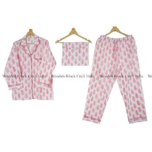 Ensemble de pyjama décontracté en coton biologique à imprimé floral fait main, robe de nuit pour demoiselle d'honneur, séchage rapide pour femme, été, toutes tailles - Product Image 6