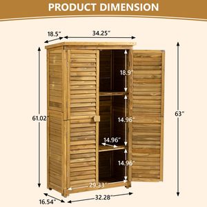 Armadio da Esterno con Porta Lucchettabile, Tetto Impermeabile, 2 Ripiani Rimovibili, Casetta da Giardino in Legno, Ripostiglio per Piscina, Marca Verti - Product Image 2