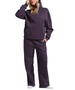 Sweat-shirt à capuche unisexe violet avec logos personnalisés, manches classiques, couleur unie, poche avant, vêtement décontracté en molleton de coton - Product Image 3