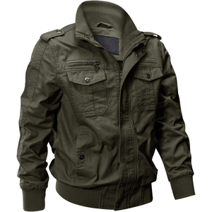 Veste élégante et fonctionnelle en toile à col montant, avec plusieurs compartiments de rangement, style militaire contemporain - Product Image 2