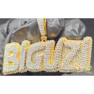 Pendentif Lettre BIGUZI en Moissanite Diamant, Collier Hip Hop Iced Out, Chaîne Bling, Bijou de Luxe Tendance, Cadeau - Product Image 5