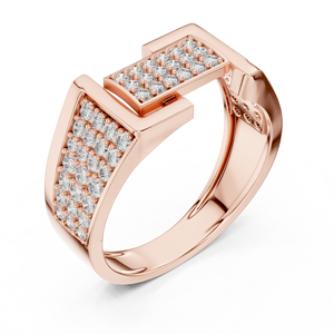 Anillo REGAL LOCK PAVE con Diamantes Cultivados en Laboratorio, Oro Rosa de 18 Quilates, Chapado en Rodio, Lujoso, para Boda, Compromiso, Regalo, Uso Diario, Oficina, Hombre - Product Image 1