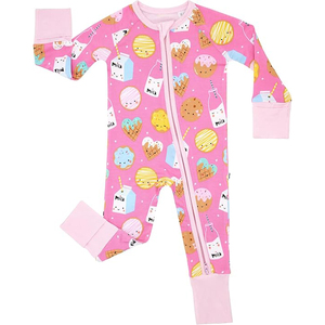 Pink Printed Baby Girls Footie Long Sleeve Zipper Bodysuit Soft Cotton Infant Outfit Spring <b>Cute</b> Patterned Sleepwear - Product Image 1