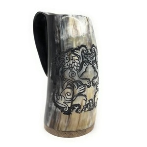 Cuerno de búfalo tallado, forma natural, impermeable, hecho a mano, cuerno decorativo para decoración del hogar, tazas artesanales disponibles. - Product Image 1