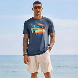 Custom Trendy Mens Acid Wash Rhinestone T Shirt Heavyweight Cotton Oversized Boxy Fit Crew Neck Streetwear Front Graphic Print - Product Image 1