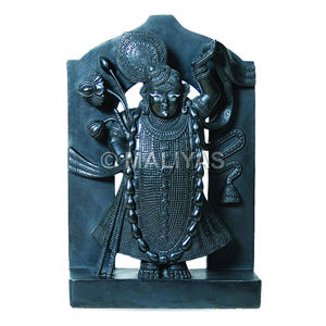 Idoles de Shrinathji en marbre |   Statue artisanale de Shrinathji en marbre noir - MALIYAS - Product Image 1