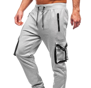 Men's Gray Sweatpants Elastic Waist Drawstring Cargo Pockets Casual Jogger Pants Autumn Wear Men Jogger Trouser for sale - Product Image 4