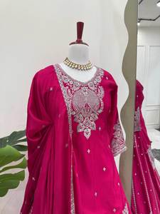 Lehenga pour femme, fait main, moderne, ethnique, en faux georgette, orné de sequins, pour Diwali, mariage, fête, remise de diplôme, printemps, automne, été, hiver - Product Image 2