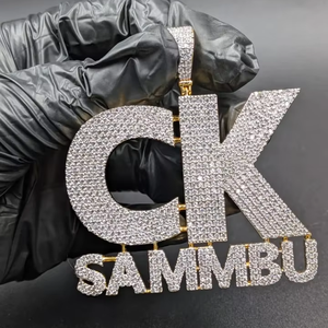 Pendentif personnalisé pour homme en moissanite véritable de 3 carats, coupe ronde, plaqué or jaune 14 carats - Product Image 1