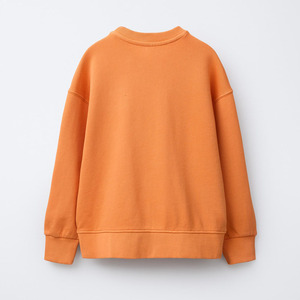 Conjunto de 2 Piezas de Sudadera y Pantalones Cortos Color Naranja, Cuello Redondo, Color Sólido, Ropa Casual de Punto - Product Image 5