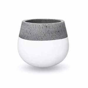 Maceta de Hormigón Minimalista Personalizada, Blanca y Gris, Circular, para Plantas de Interior, Uso en Escritorio - Product Image 1