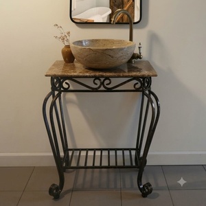 Table console de jardin extérieure en fer forgé traditionnel vintage avec finition forgée à la main - Product Image 2