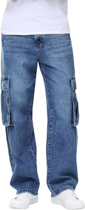 Pantalones de mezclilla baratos estilo streetwear, vaqueros holgados de algodón, pantalones largos rectos para hombre, pantalones anchos lavados para hombre - Product Image 6
