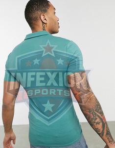 Polo de Manga Corta de Punto Sólido para Hombre, Estilo Casual, Color Verde Azulado - Product Image 3