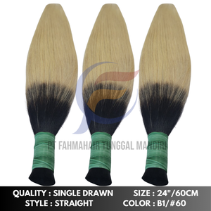 Extensiones de cabello Remy humano 100%, dos tonos, recto a granel, 60cm de longitud, cutícula Indonesia alineada, estilo de onda profunda suelta Natural - Product Image 2