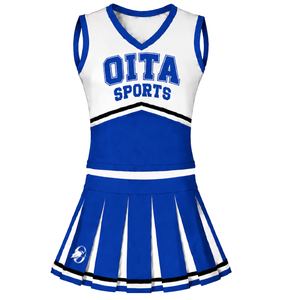 Ensemble uniforme de cheerleading bleu roi, haut sans manches à col en V, jupe plissée, pour entraînement et performance de danse d'équipe sportive - Product Image 1